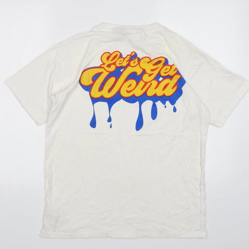 WeSC Mens White  Cotton  T-Shirt Size XL Round Neck