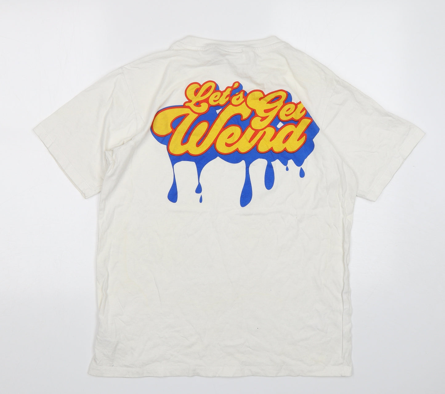 WeSC Mens White  Cotton  T-Shirt Size XL Round Neck