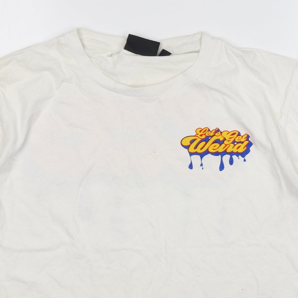 WeSC Mens White  Cotton  T-Shirt Size XL Round Neck