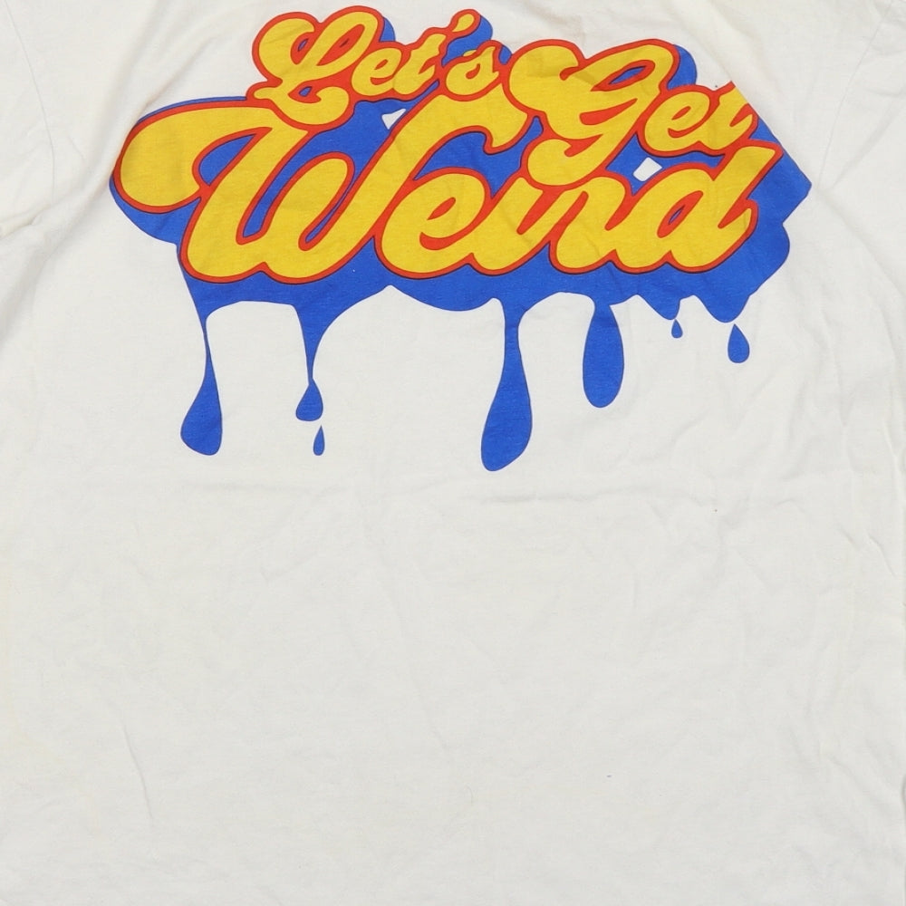 WeSC Mens White  Cotton  T-Shirt Size XL Round Neck