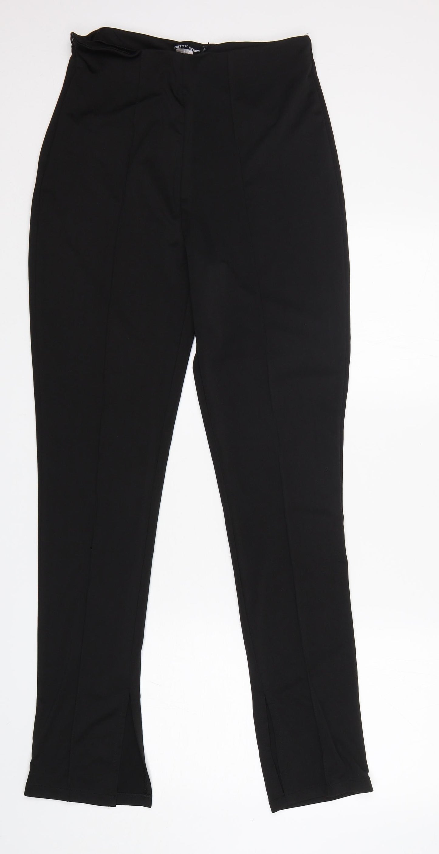 PRETTYLITTLETHING Womens Black  Polyester Trousers  Size 14 L33 in Regular Zip