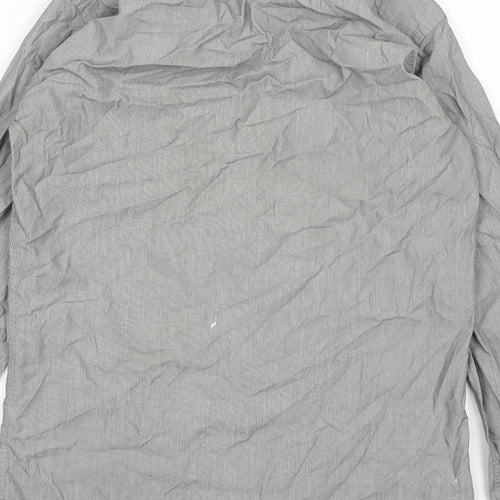 Dunnes Stores Mens Grey Striped Cotton  Dress Shirt Size 15 Collared Button