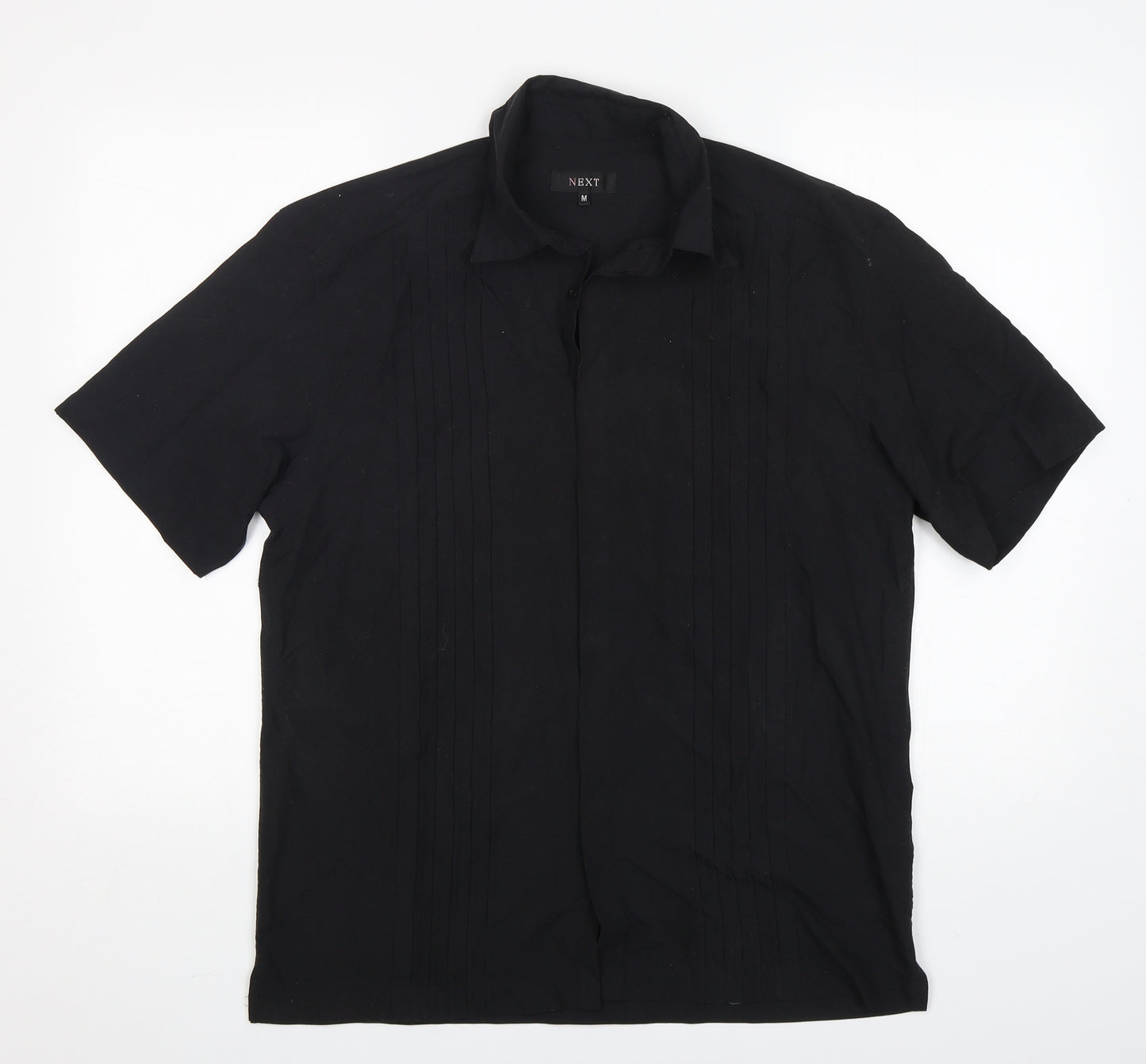 NEXT Mens Black  Polyester  Button-Up Size M Collared Button