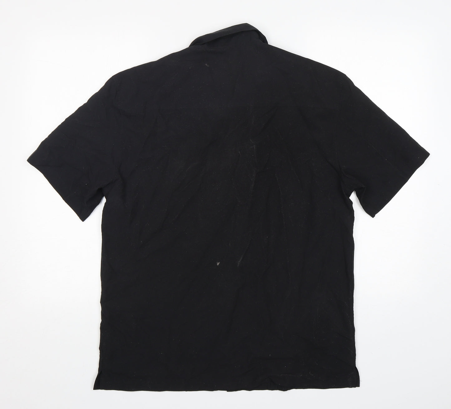 NEXT Mens Black  Polyester  Button-Up Size M Collared Button