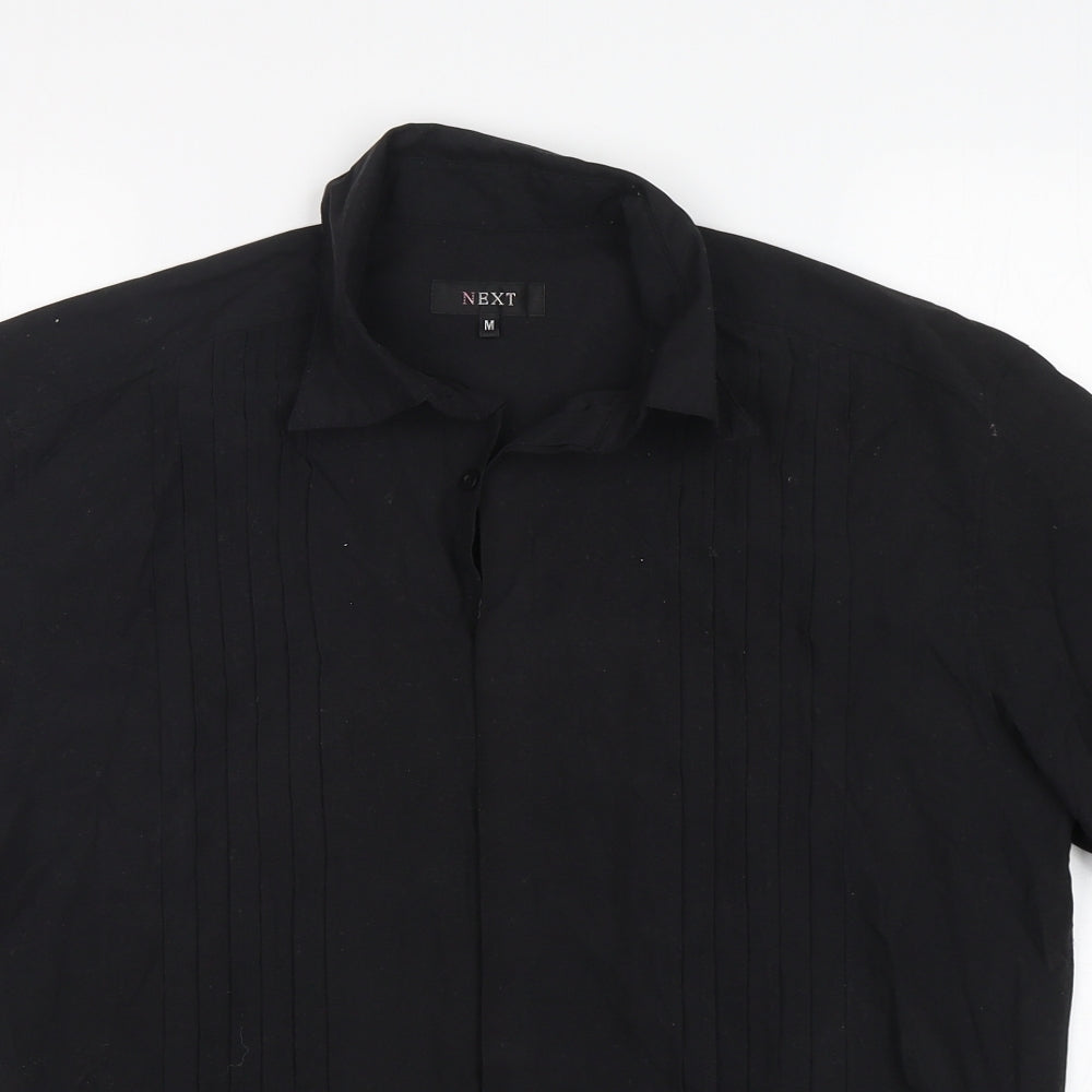 NEXT Mens Black  Polyester  Button-Up Size M Collared Button