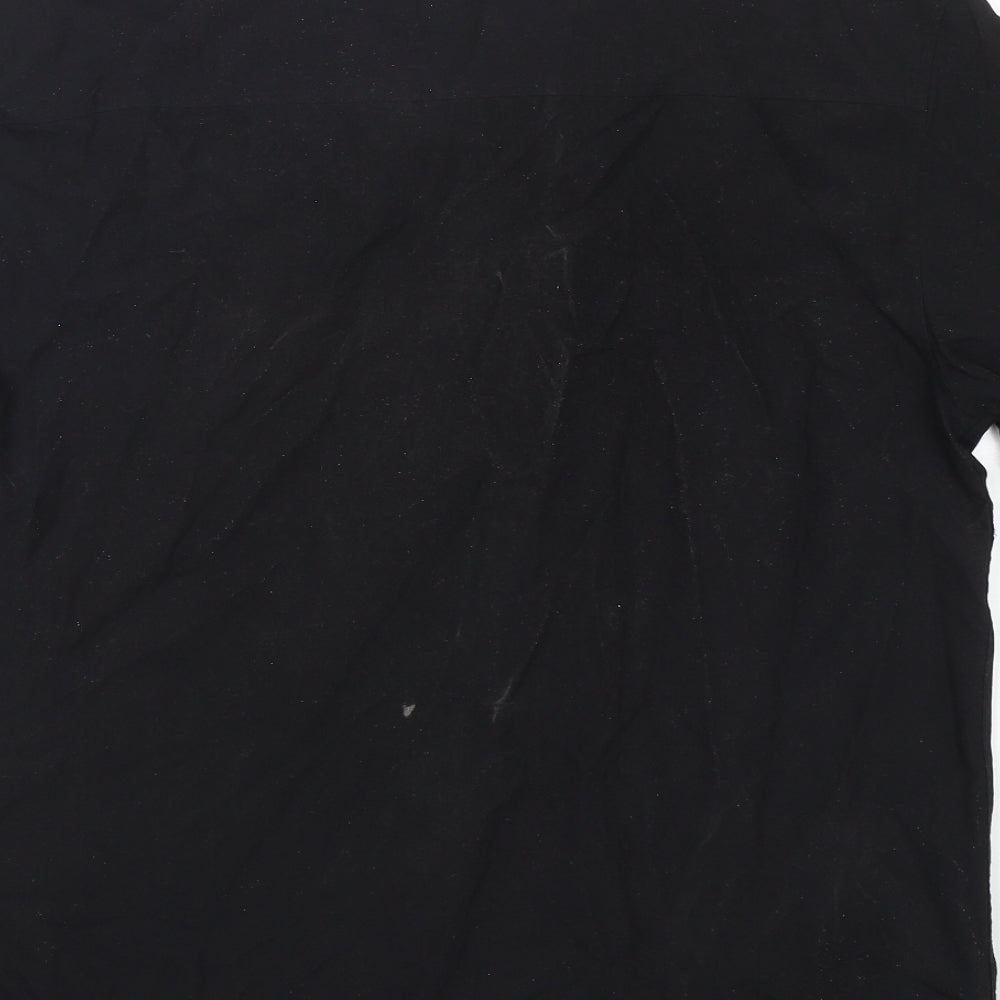 NEXT Mens Black  Polyester  Button-Up Size M Collared Button