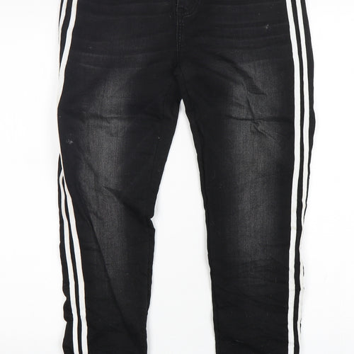 Hand Work denim Womens Black  Cotton Skinny Jeans Size 30 in L28 in Regular Button