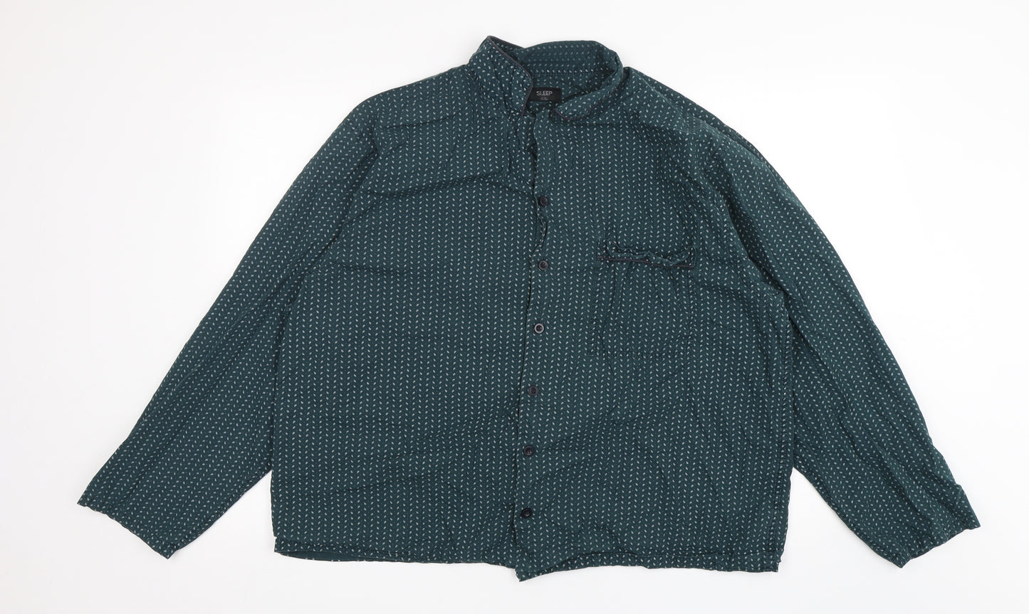 Matalan Mens Green Paisley Cotton  Pyjama Top Size 2XL  Button