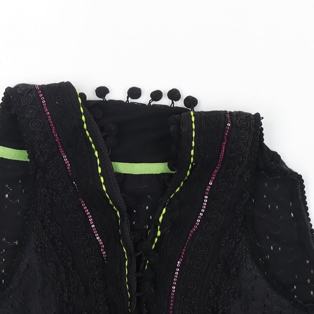 NEXT Womens Black V-Neck  Cotton Cardigan Jumper Size 14