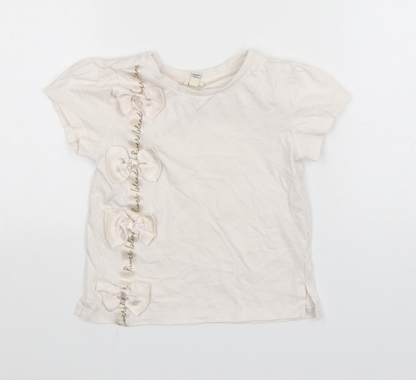 River Island  Girls White  Cotton Basic T-Shirt Size 3-4 Years Round Neck Pullover