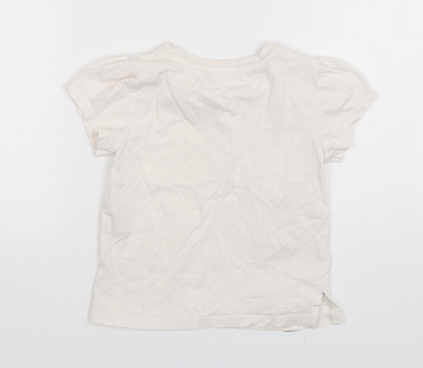 River Island  Girls White  Cotton Basic T-Shirt Size 3-4 Years Round Neck Pullover