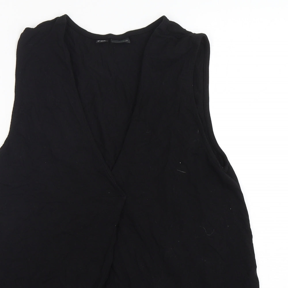 Body Flirt Womens Black  Viscose Basic Tank Size M V-Neck