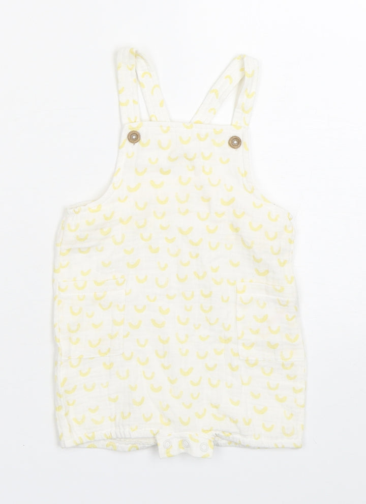 Primark Baby Multicoloured Spotted Cotton Romper One-Piece Size 9-12 Months Snap - bananas