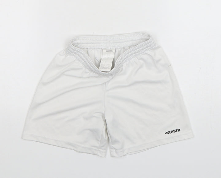 Kipsta Boys White Polyester Sweat Shorts Size 6 Years Regular Drawstring