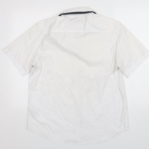 Debenhams Mens White  Polyester  Button-Up Size L Collared Button