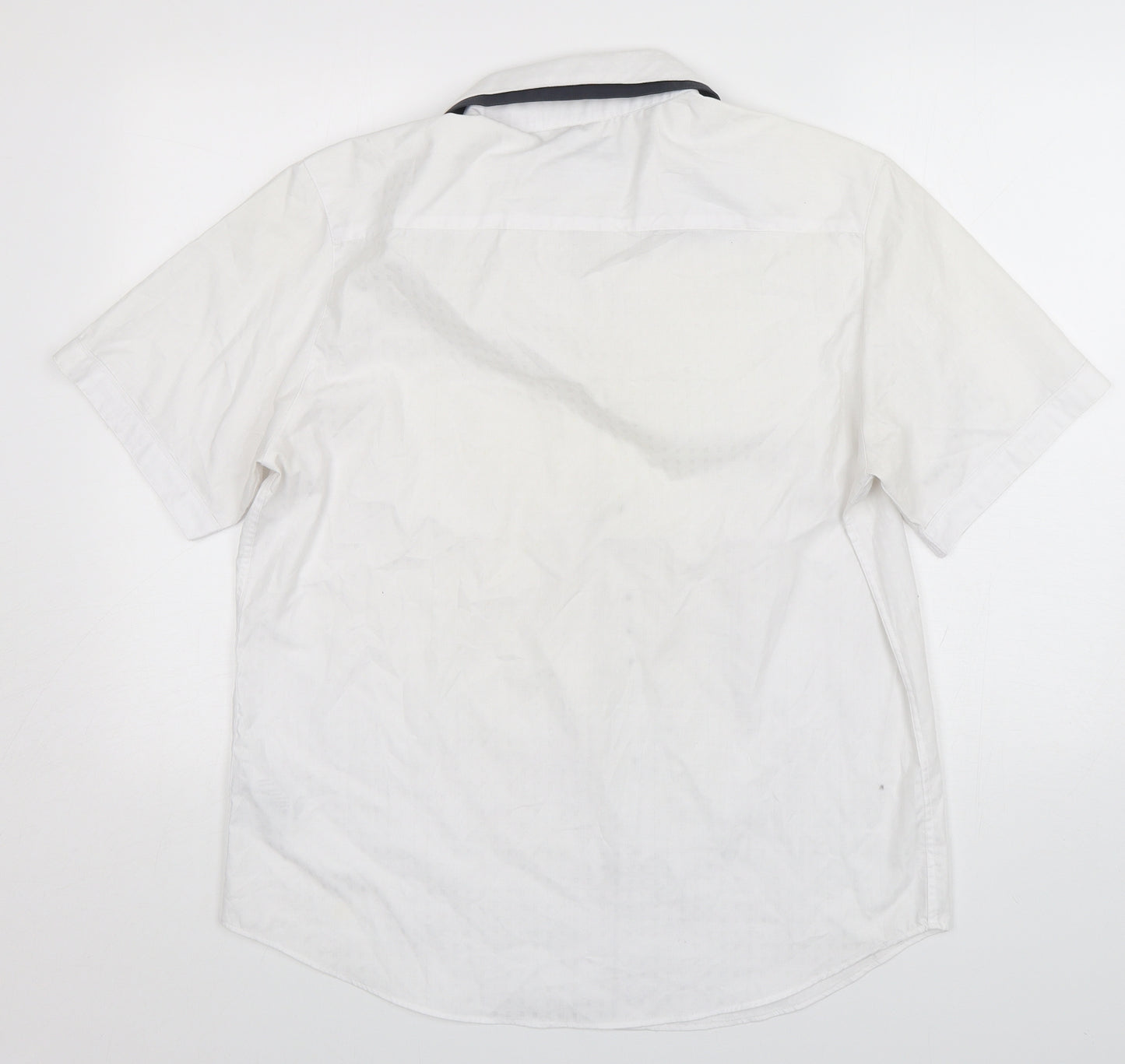 Debenhams Mens White  Polyester  Button-Up Size L Collared Button