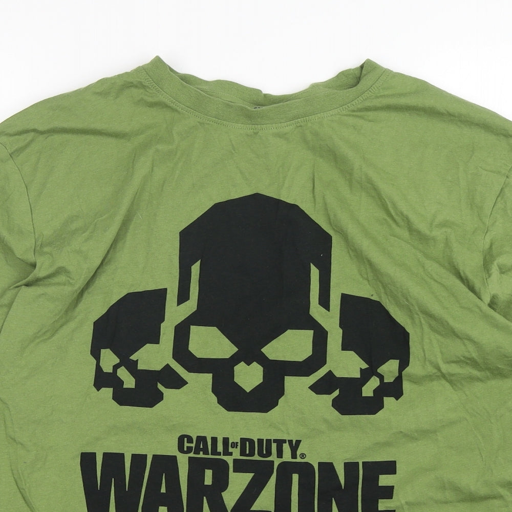 Primark Mens Green Solid Cotton  Pyjama Top Size XL  Pullover - call of duty