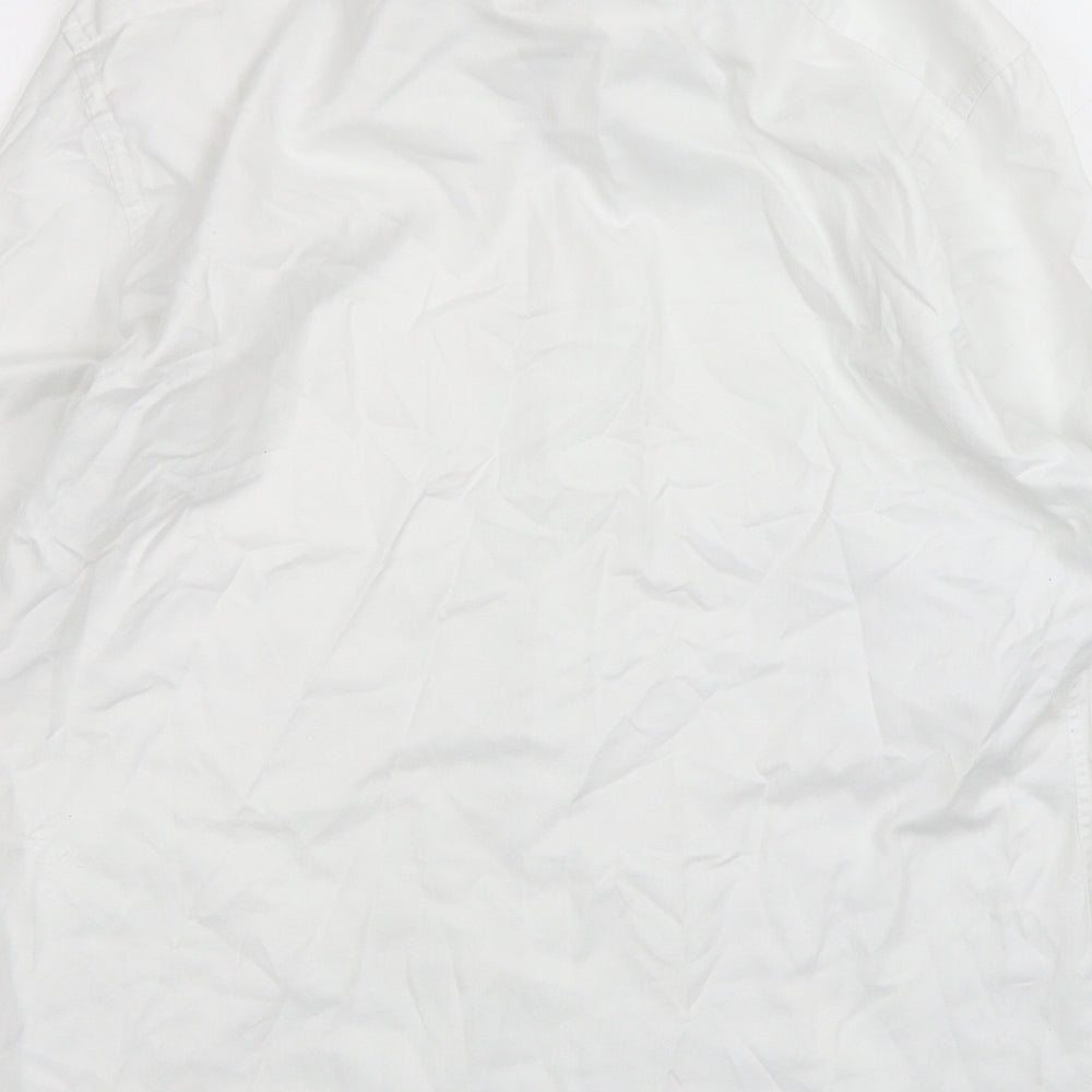 REMUS Mens White  Polyester  Dress Shirt Size 16 Collared Button