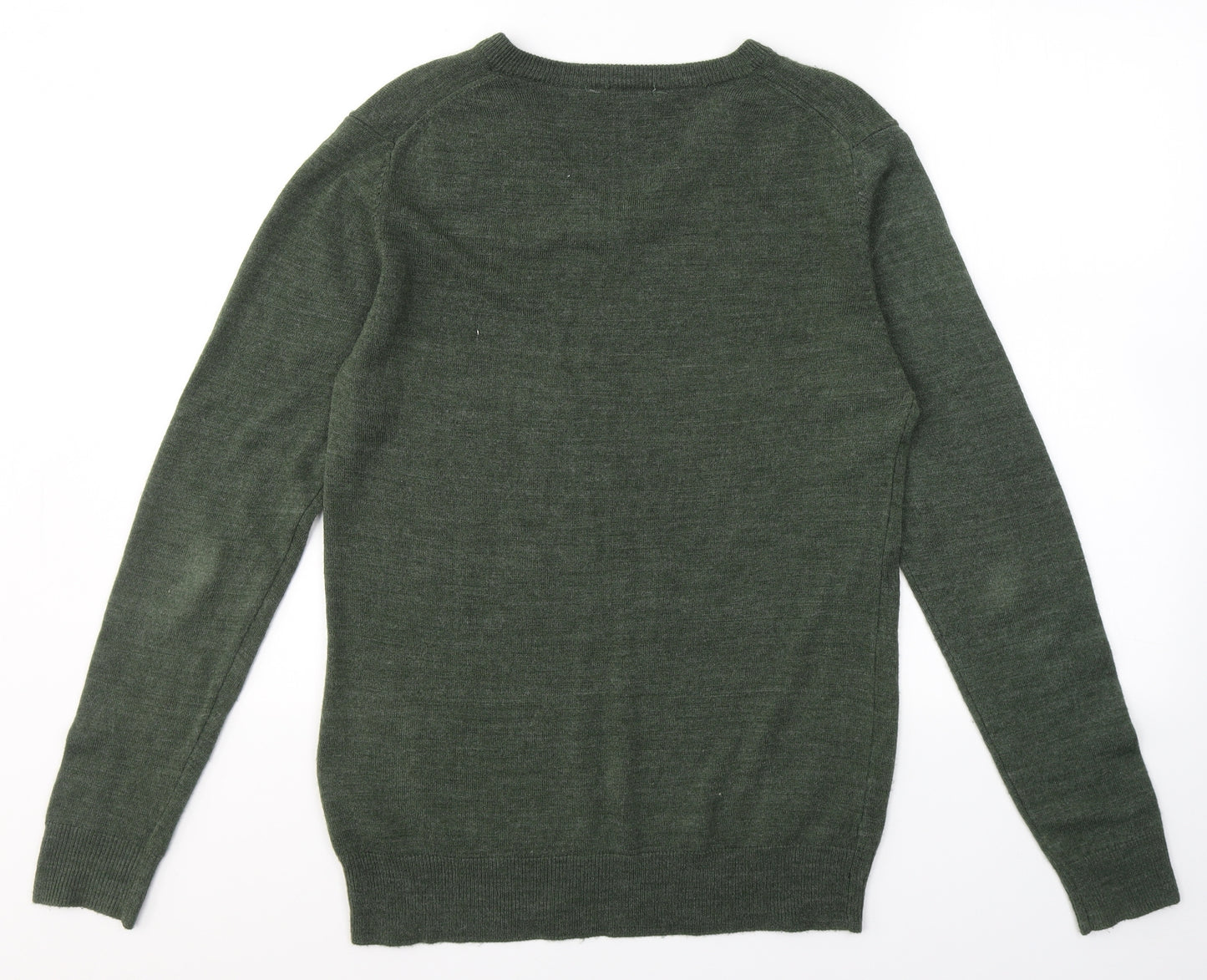 Cedar Wood State Mens Green V-Neck  Acrylic Pullover Jumper Size S