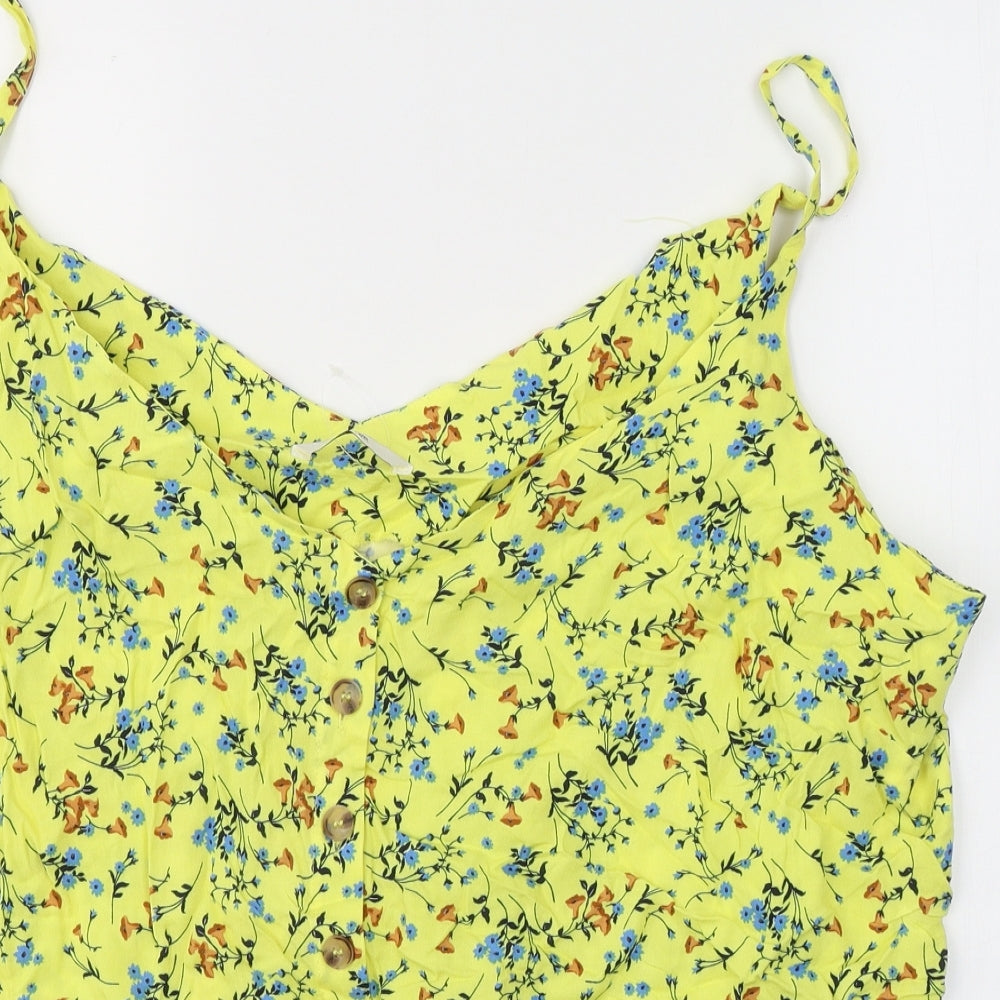 George Womens Yellow Floral Viscose Cropped Tank Size 24 V-Neck
