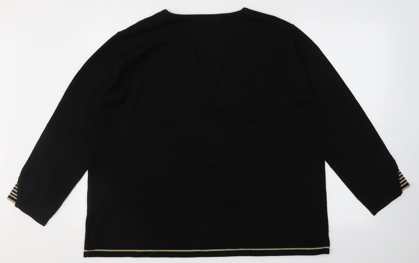 Special Collection Womens Black V-Neck  Acrylic Pullover Jumper Size 26