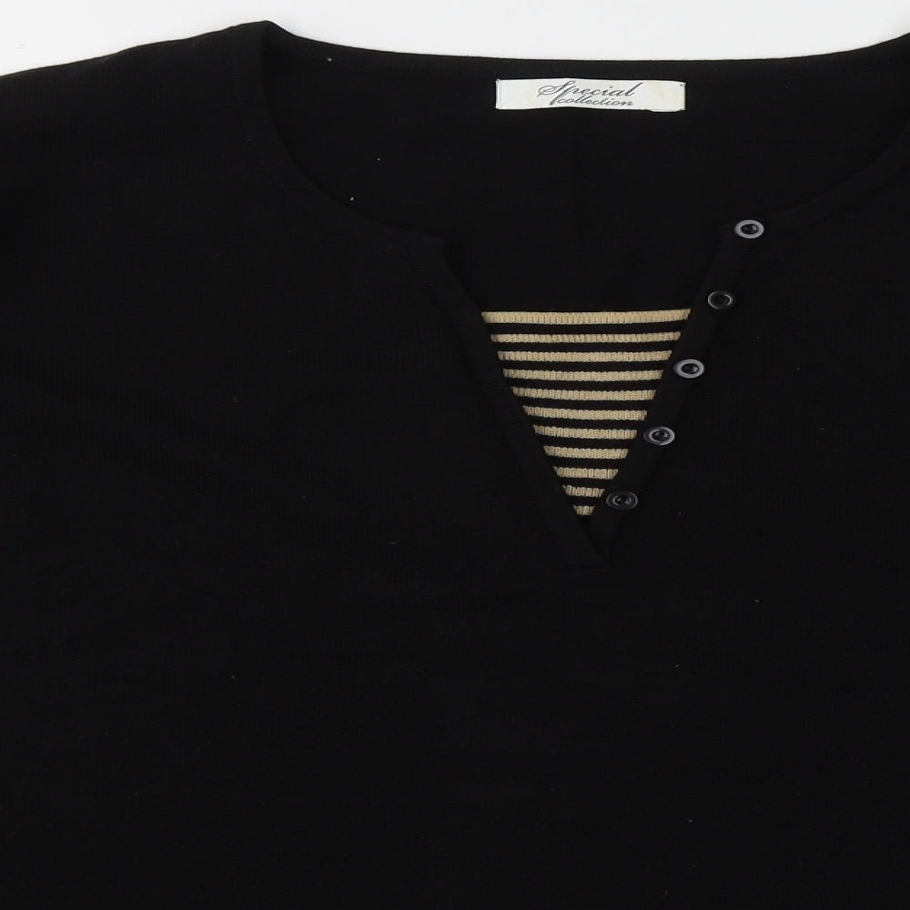 Special Collection Womens Black V-Neck  Acrylic Pullover Jumper Size 26