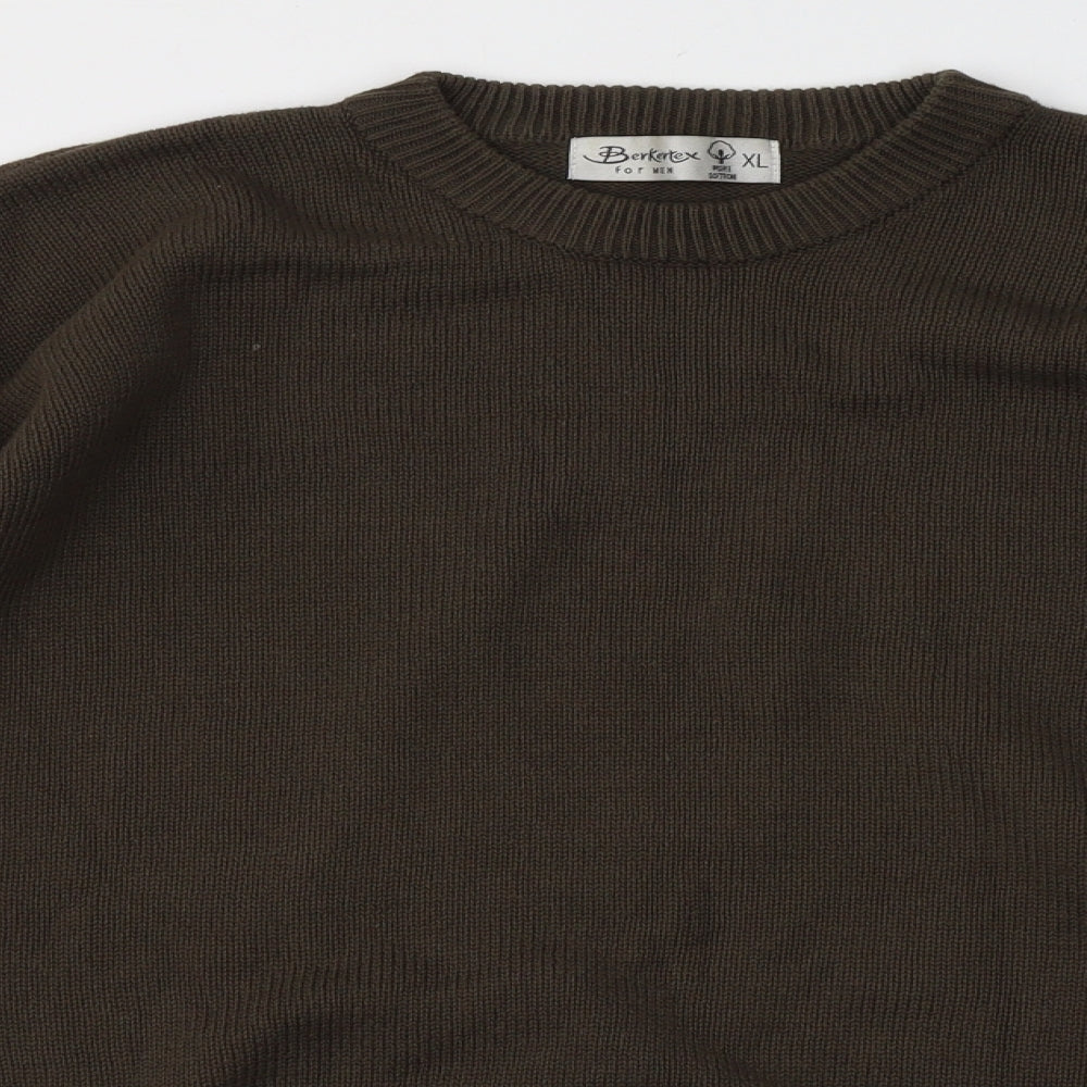 Berkertex Mens Brown Round Neck  Cotton Pullover Jumper Size XL
