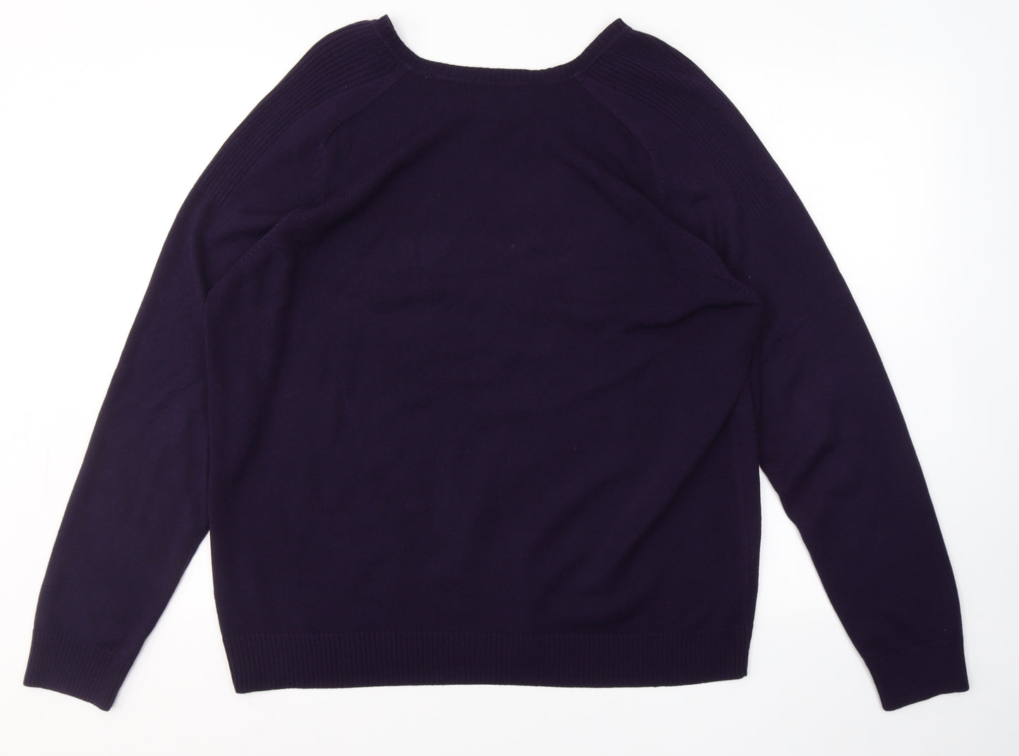 George Mens Purple V-Neck  Acrylic Pullover Jumper Size XL