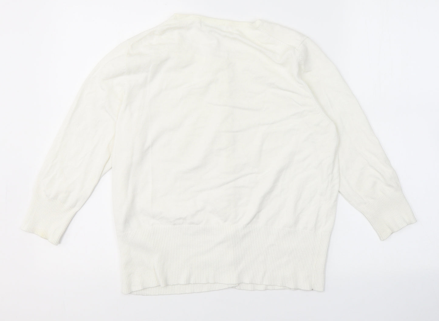 Marks and Spencer Womens White Round Neck  Viscose Cardigan Jumper Size 16