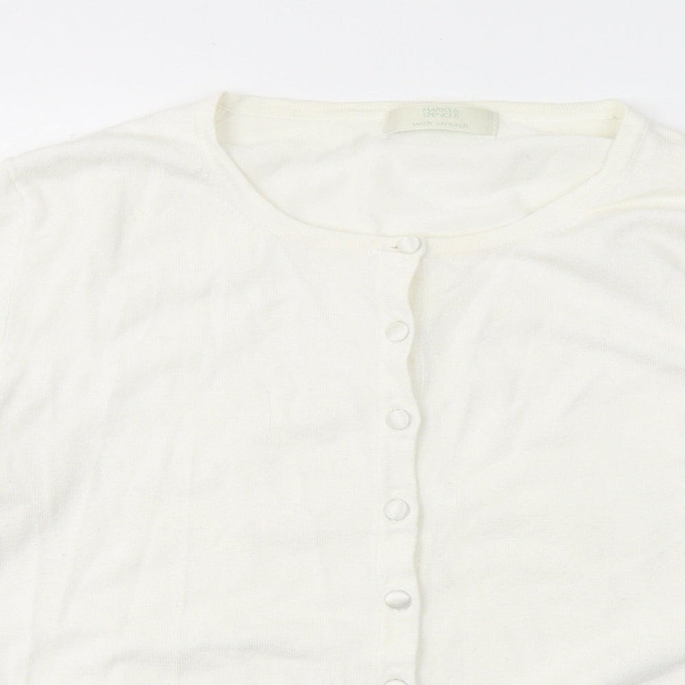 Marks and Spencer Womens White Round Neck  Viscose Cardigan Jumper Size 16