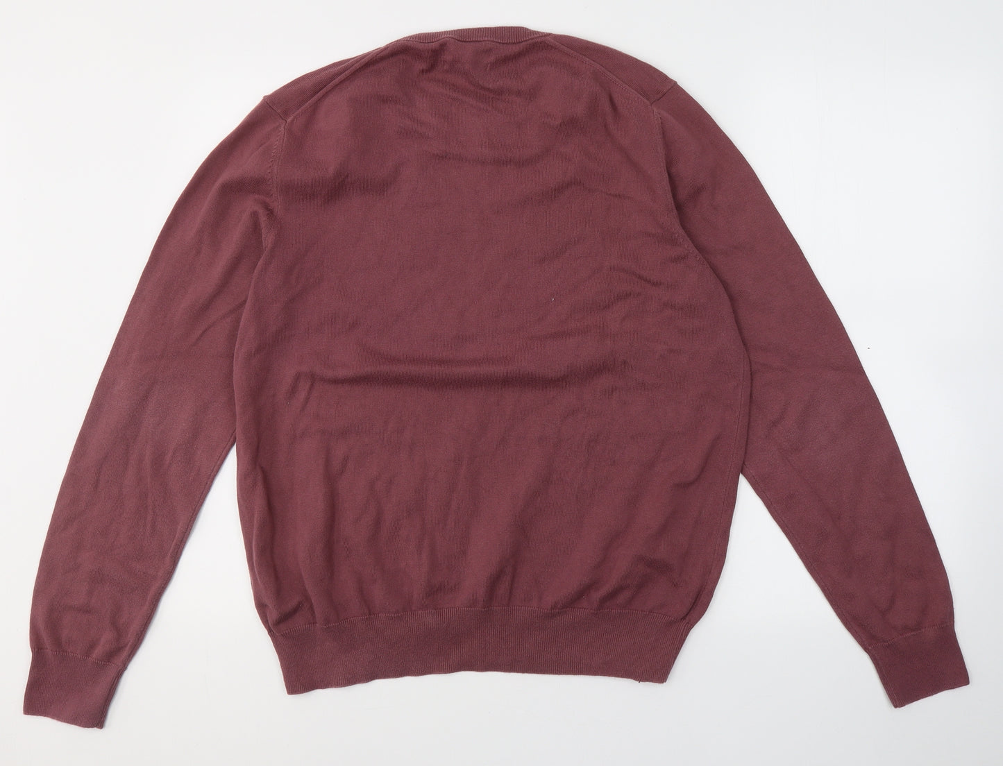 Marks and Spencer Mens Red Round Neck  Cotton Pullover Jumper Size L