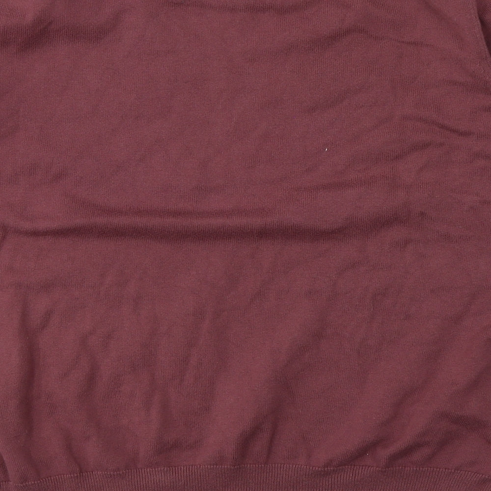 Marks and Spencer Mens Red Round Neck  Cotton Pullover Jumper Size L