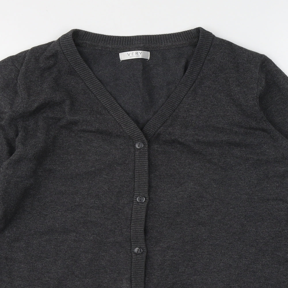 Very Boys Grey V-Neck  Cotton Cardigan Jumper Size 14-15 Years  Button - School Cardigan