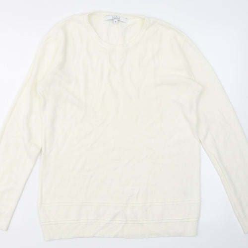 VIDA VI Womens White Round Neck  Acrylic Pullover Jumper Size M
