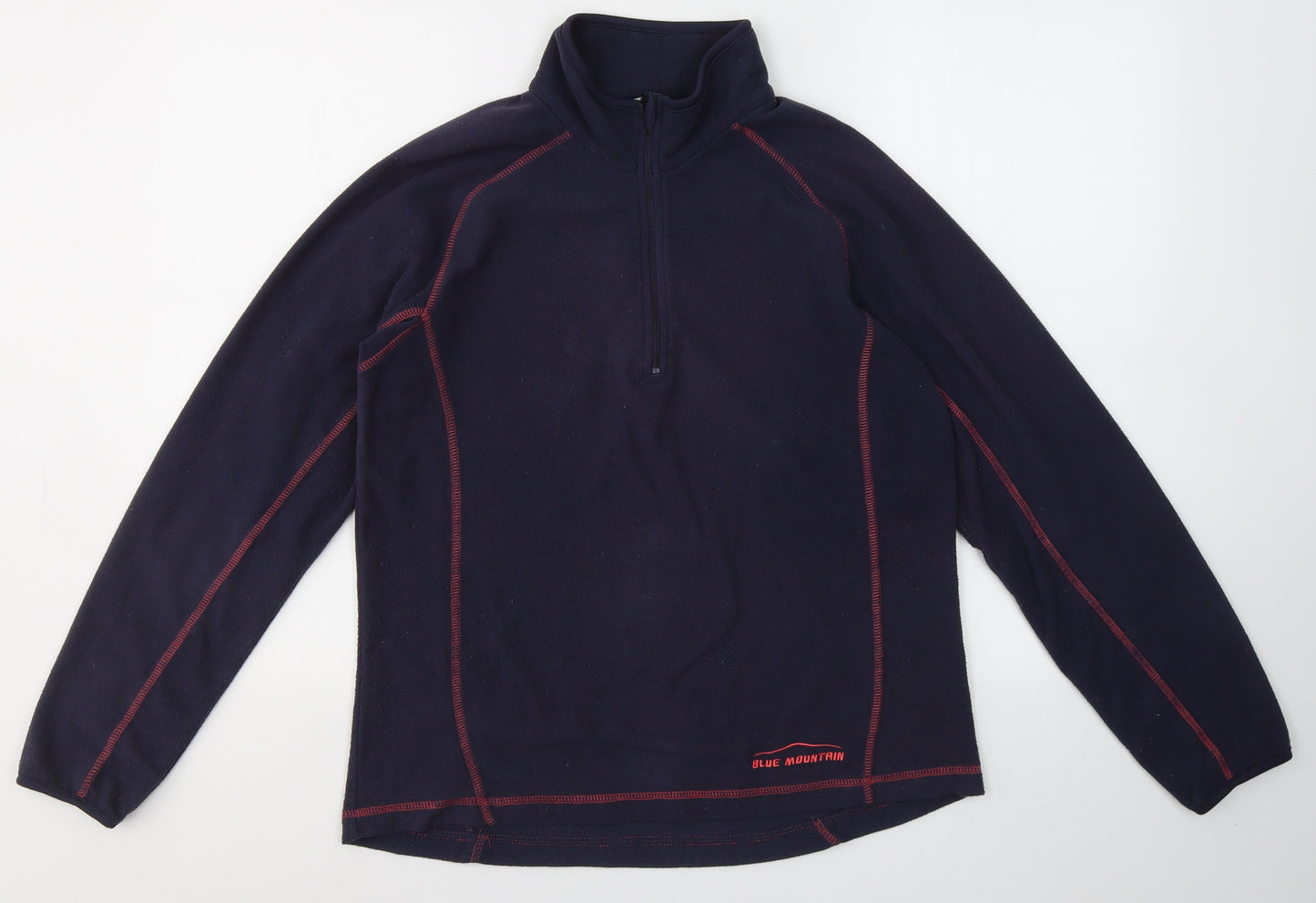Blue Mountain Womens Blue  Polyester Pullover Sweatshirt Size L  Zip