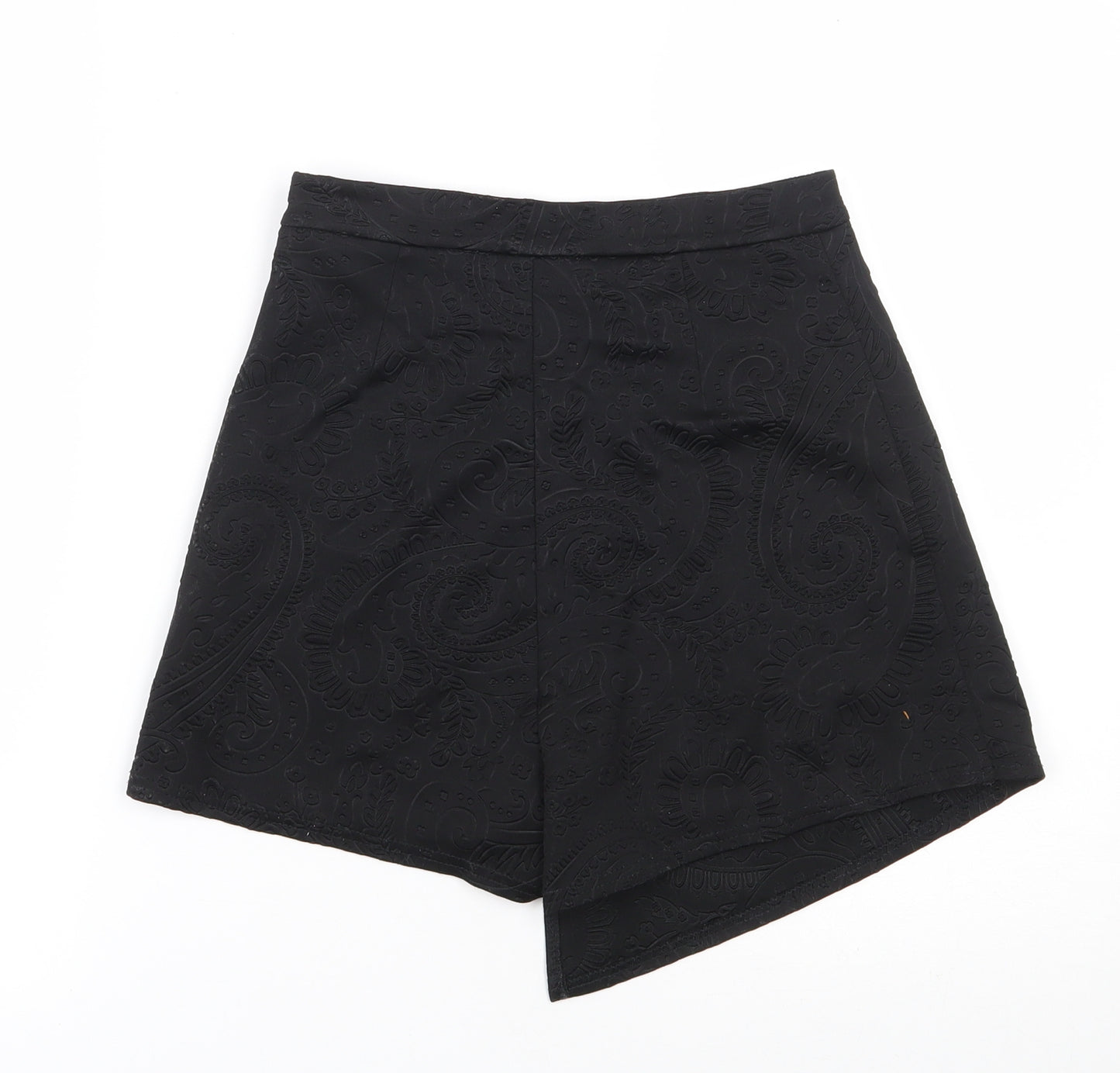 Oh My Love Womens Black Paisley Polyester Wrap Shorts Size S  Regular Zip
