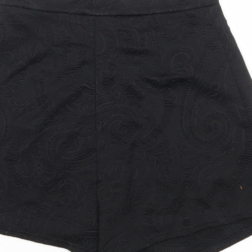 Oh My Love Womens Black Paisley Polyester Wrap Shorts Size S  Regular Zip
