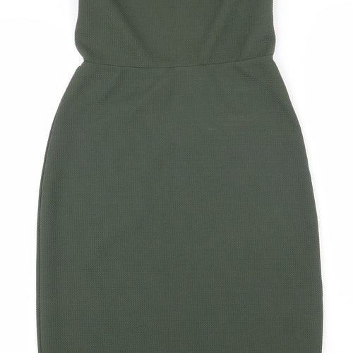 Oh My Love Womens Green  Polyester Bodycon  Size S  Square Neck Pullover - Open back