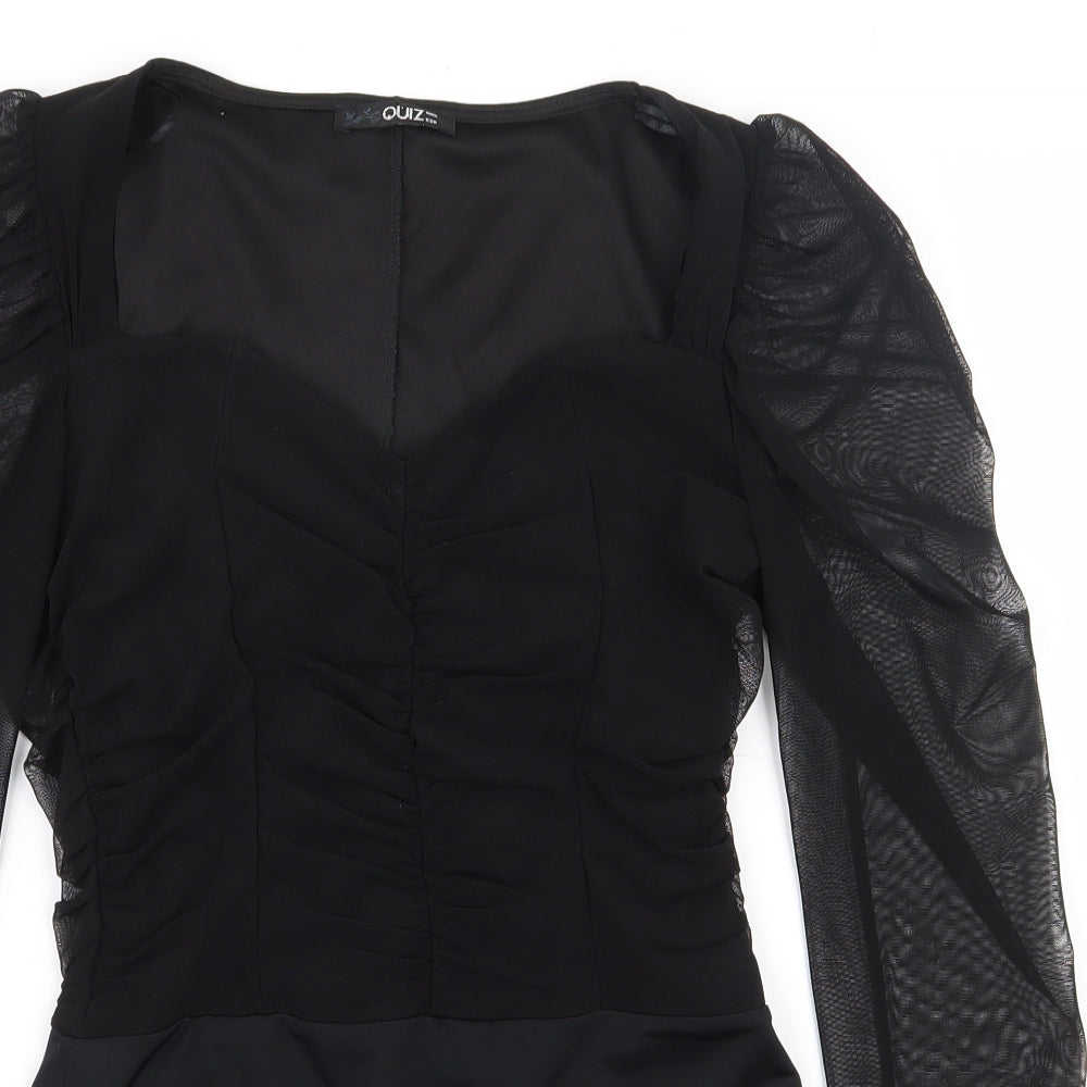 Quiz Womens Black  Polyester Bodysuit One-Piece Size 8  Snap