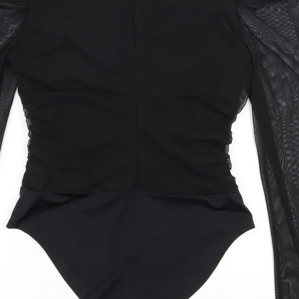 Quiz Womens Black  Polyester Bodysuit One-Piece Size 8  Snap