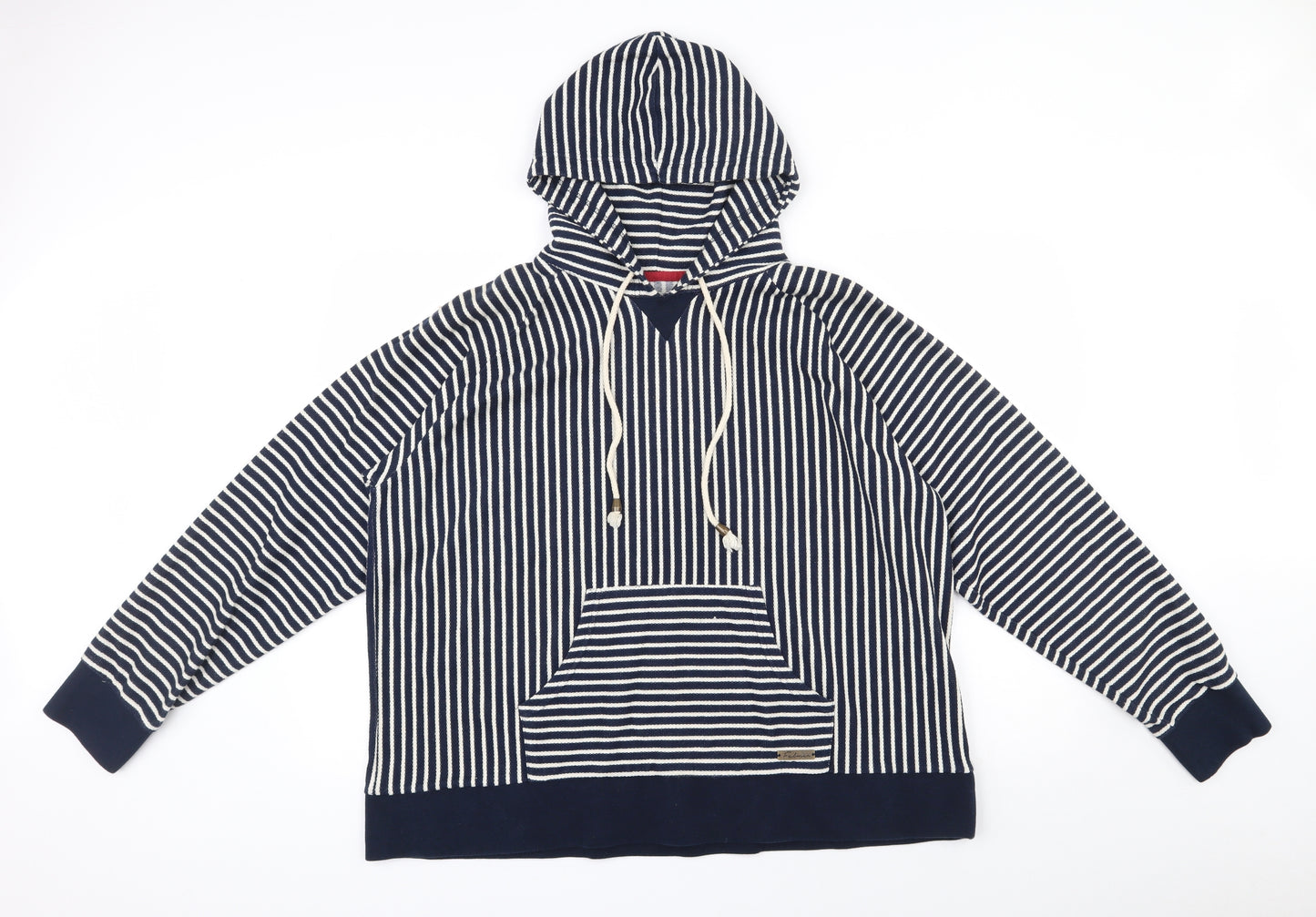 Matalan Womens Blue Striped Cotton Pullover Hoodie Size 20  Pullover