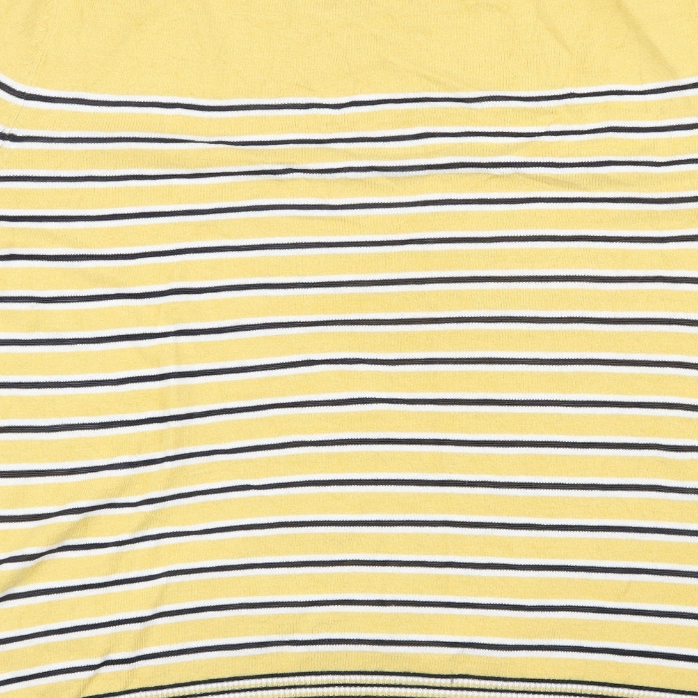NEXT Womens Yellow Round Neck Striped Cotton Pullover Jumper Size 18