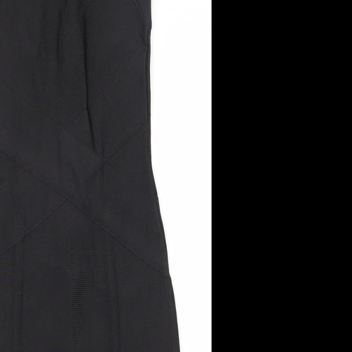 Lipsy Womens Black  Polyester Bodycon  Size 8  One Shoulder Zip
