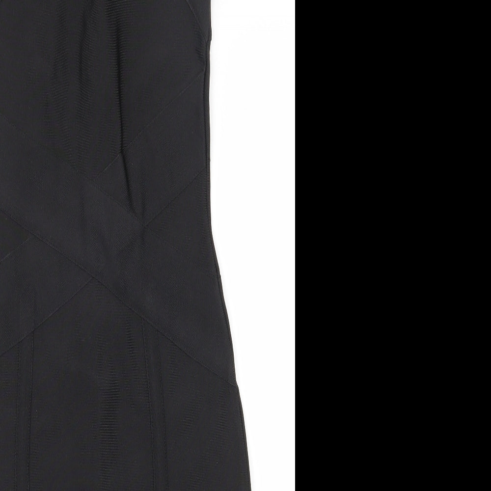 Lipsy Womens Black  Polyester Bodycon  Size 8  One Shoulder Zip