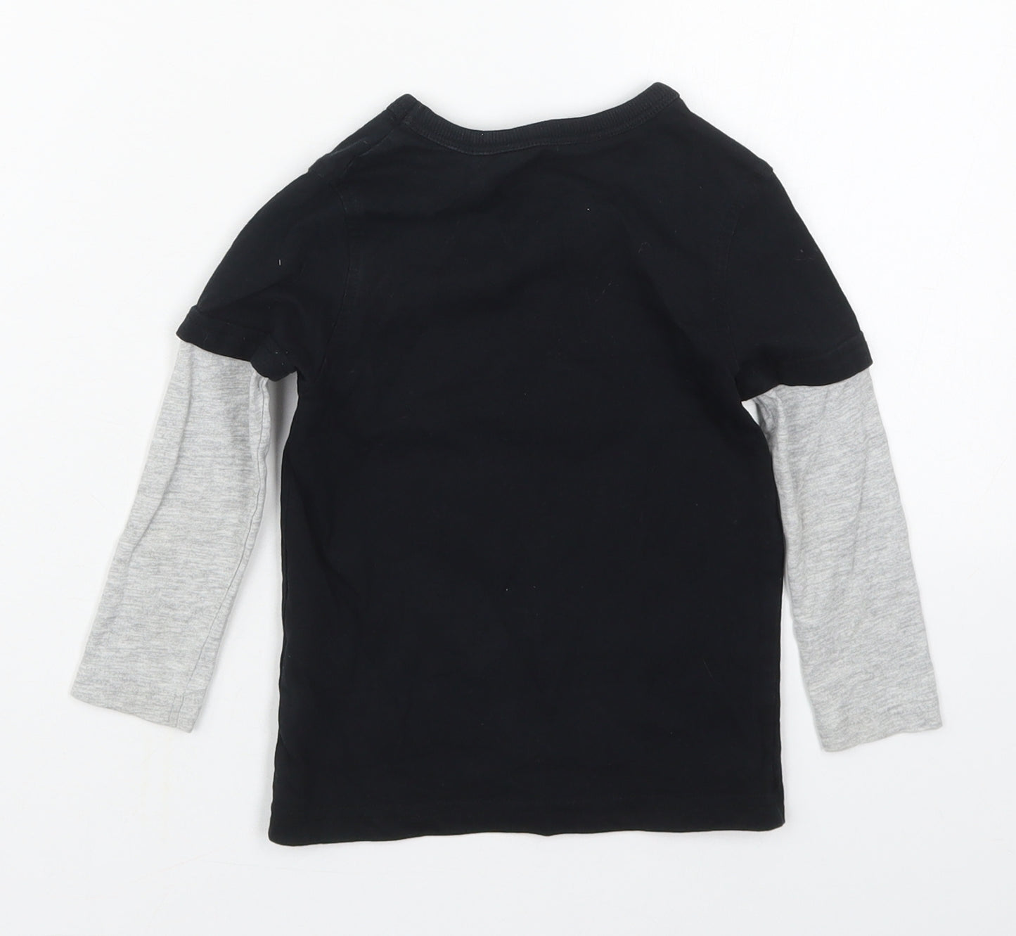 George Boys Black  Cotton Basic T-Shirt Size 18-24 Months Crew Neck Pullover - Skele-Fun Time
