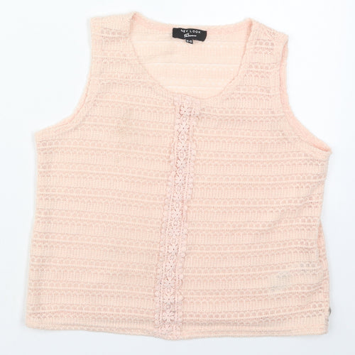 New Look Girls Pink  Polyester Basic Tank Size 12-13 Years Round Neck Pullover