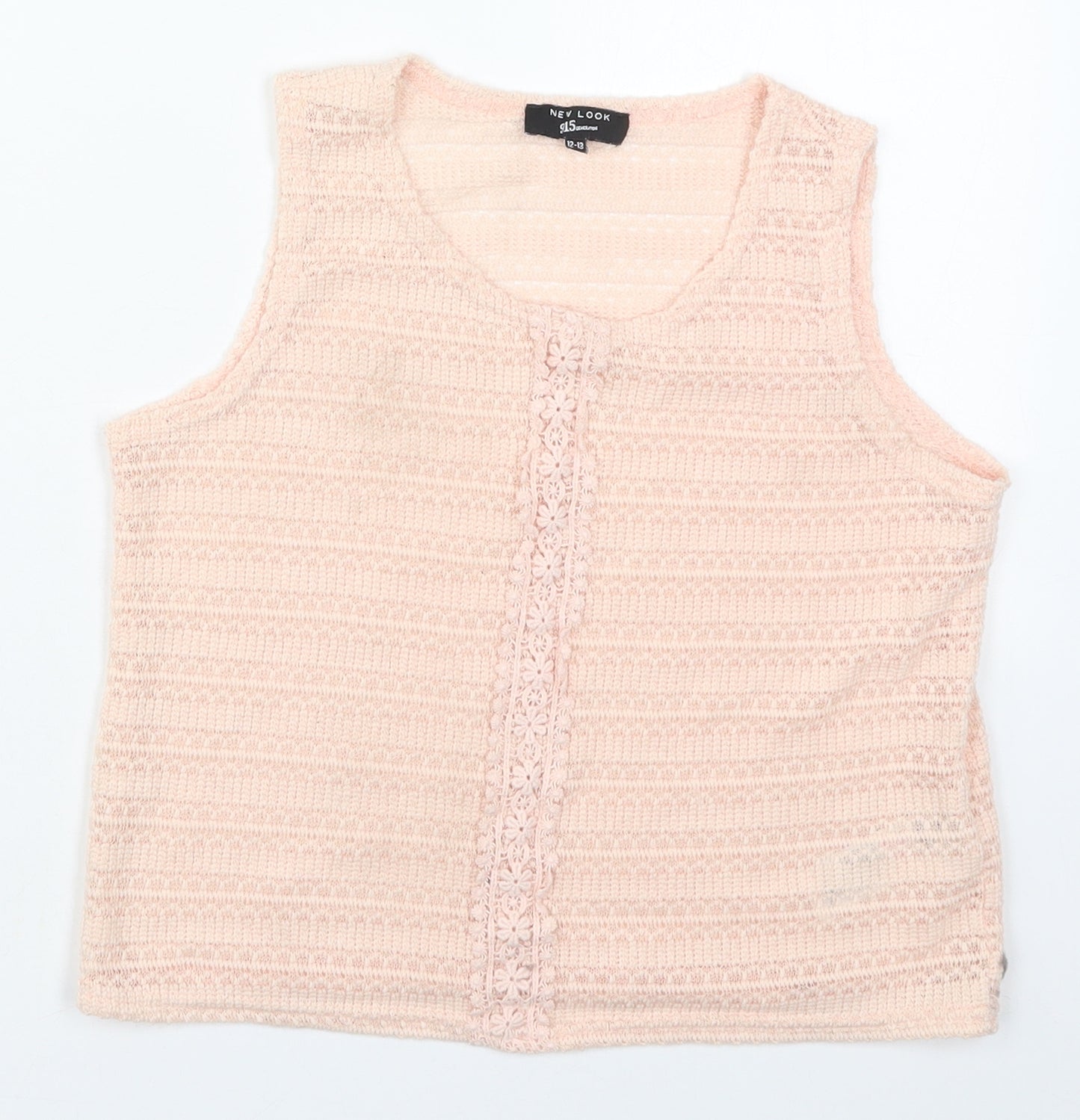 New Look Girls Pink  Polyester Basic Tank Size 12-13 Years Round Neck Pullover