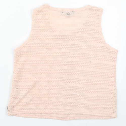 New Look Girls Pink  Polyester Basic Tank Size 12-13 Years Round Neck Pullover