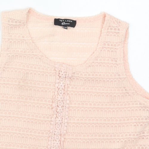 New Look Girls Pink  Polyester Basic Tank Size 12-13 Years Round Neck Pullover