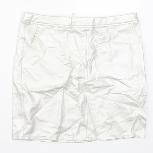 New Look Girls Silver  Polyurethane Mini Skirt Size 13 Years  Regular Zip